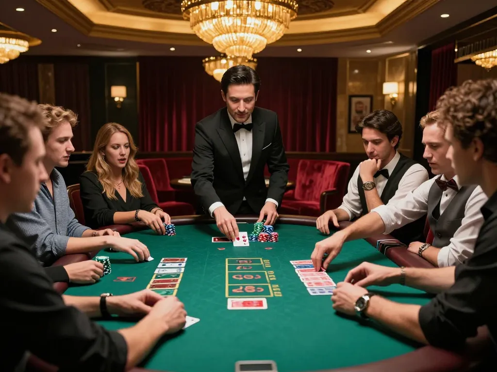 Players enjoying an exhilarating game of blackjack at 98win com, showcasing vibrant casino atmosphere.