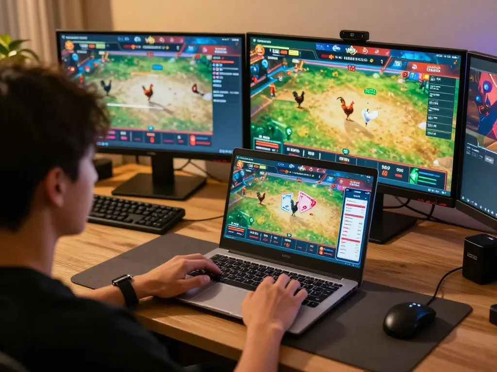 Tham gia xem đá gà trực tiếp HD với hình ảnh sinh động trên máy tính xách tay, thưởng thức các trận đấu trực tiếp trong một thiết lập game hiện đại.