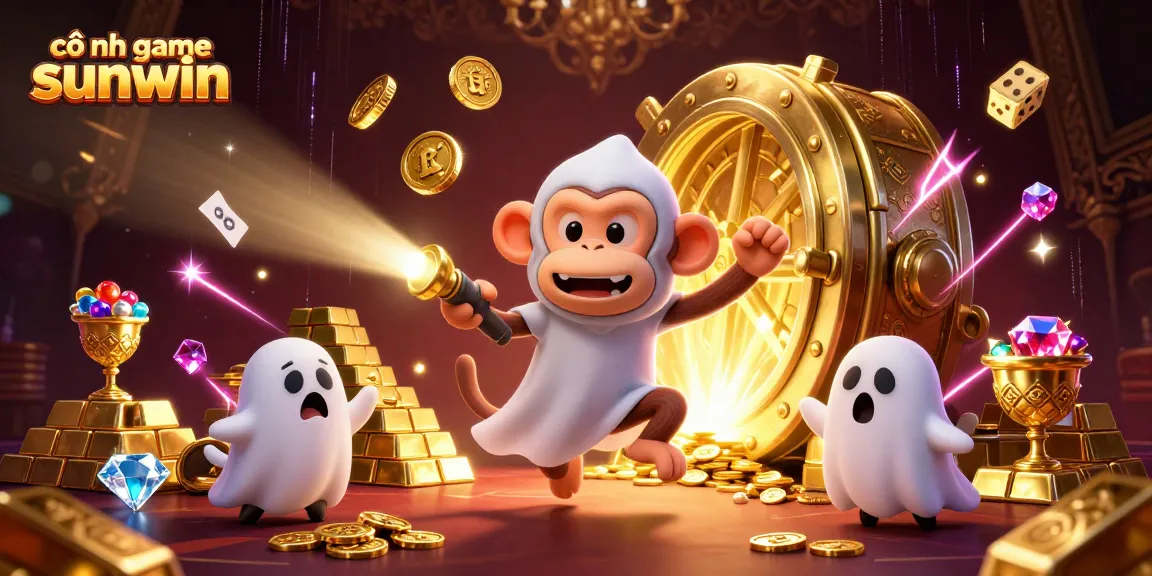 Experience thrilling gaming action at cổng game sunwin with our lively illustration featuring a ghostly hunt.