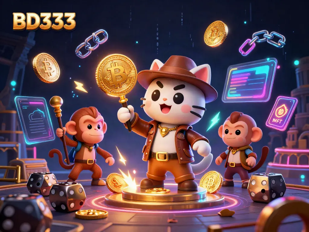 Engage in thrilling gameplay at BD333 amidst a vibrant casino-themed digital scene.