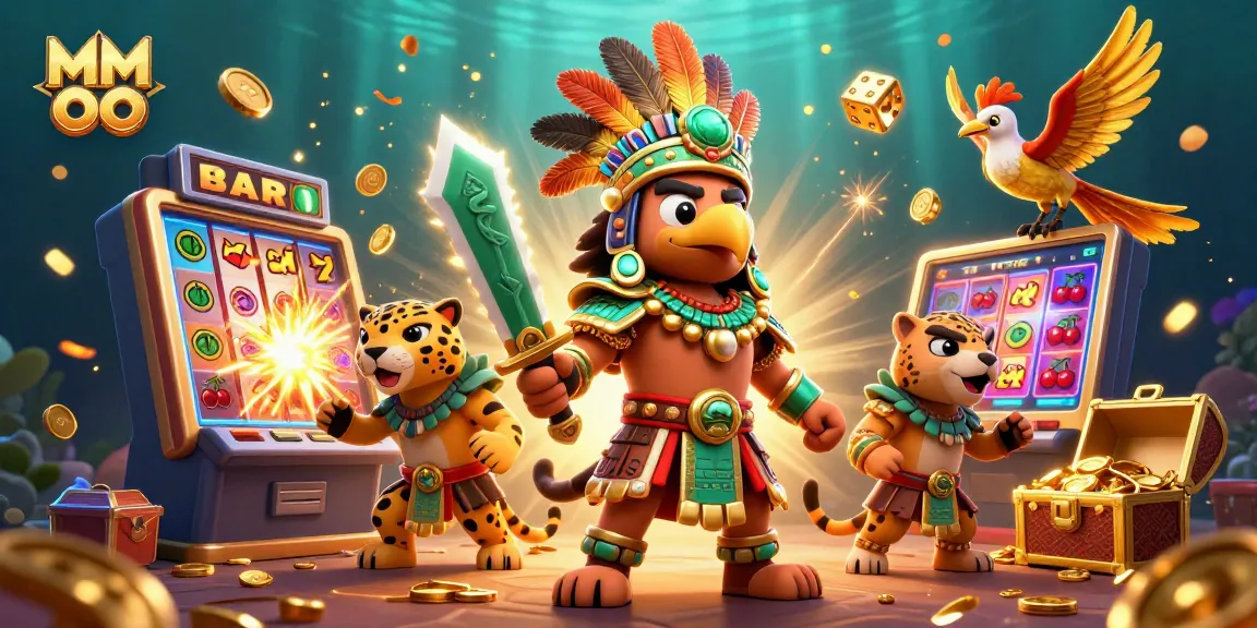 Experience thrilling jackpots at MM OO with Aztec warriors and burst of coins.