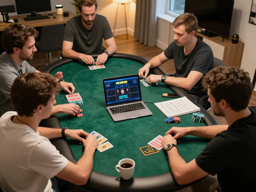 Players engaging in a thrilling online poker game at 8live, strategizing to win