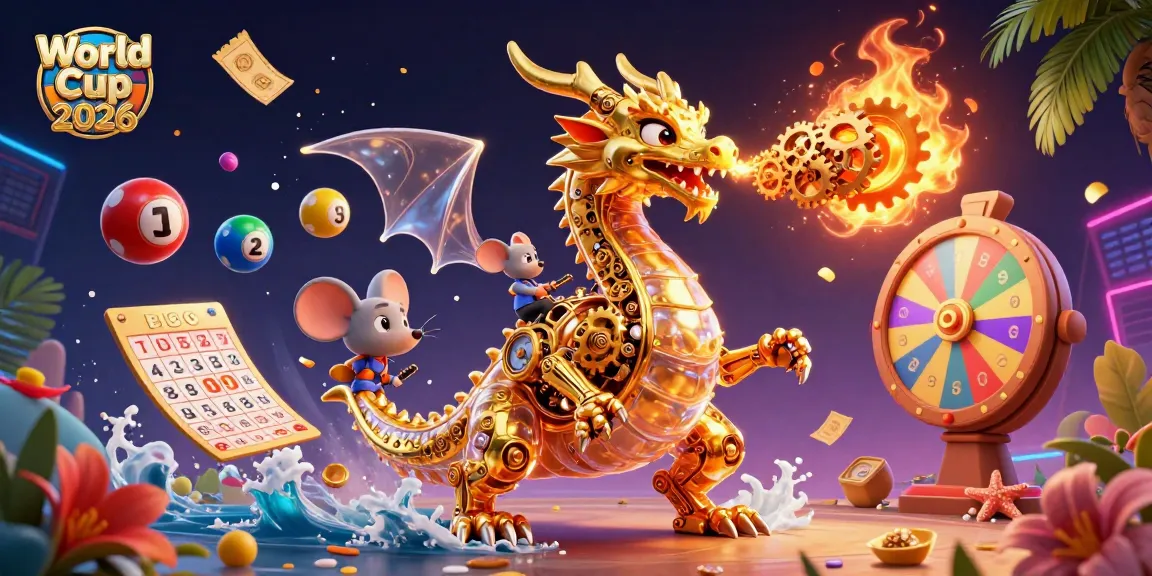 World Cup 2026 showcases vibrant illustrations of a golden dragon and lottery elements, engaging players.