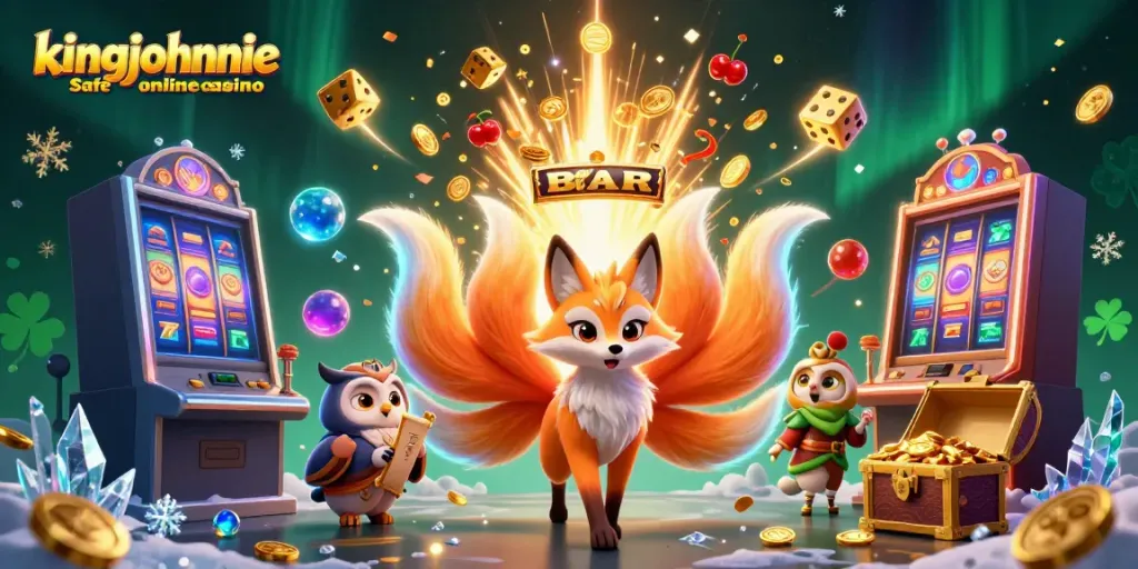 Experience the thrilling world of kingjohnnie safe online casino with vibrant characters and dynamic gaming elements.