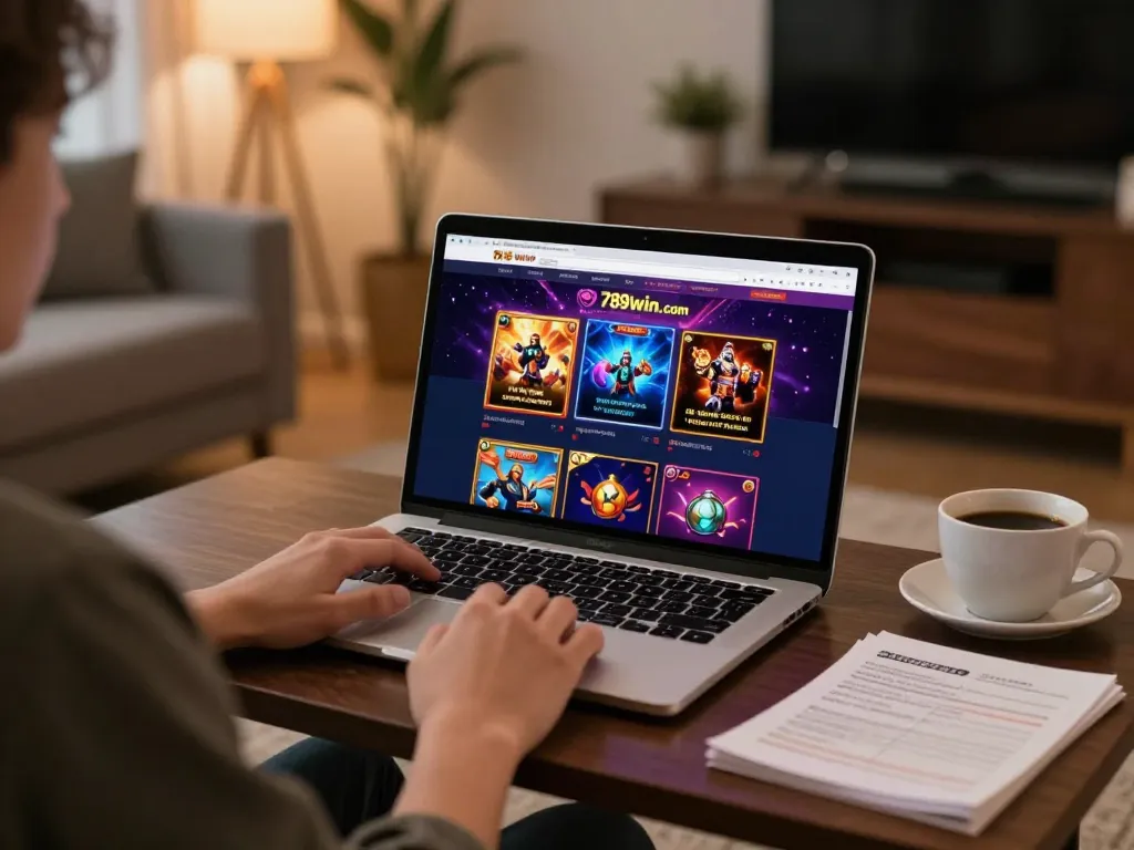 Engaging gameplay on 789win. com, showcasing a player immersed in an online casino experience with strategy notes.