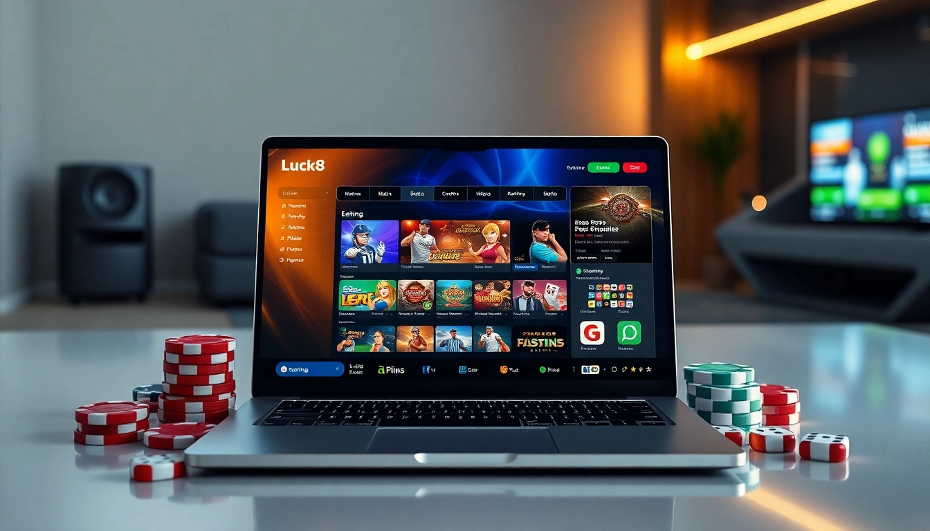 Online gambling interface of luck8win.live showcasing casino games and sports betting.