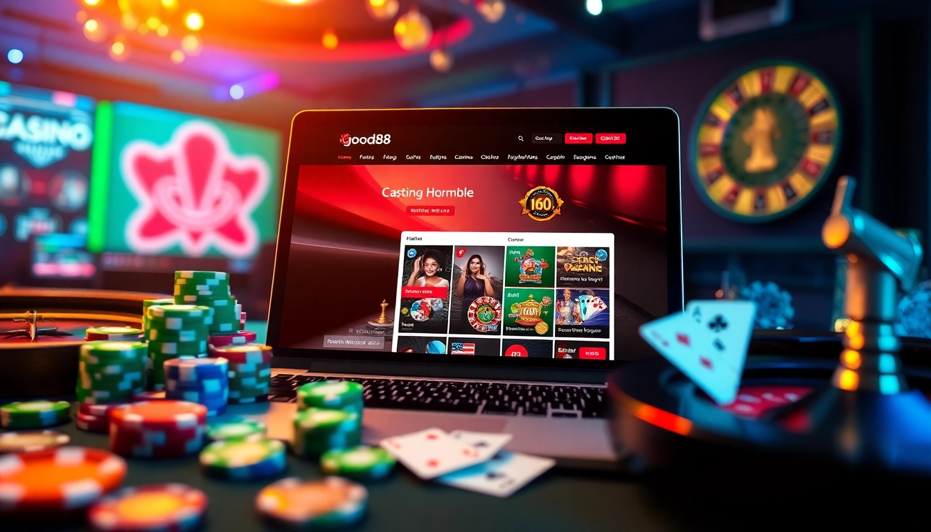 Exciting online gaming scene featuring good88.hu.net with vibrant casino elements.