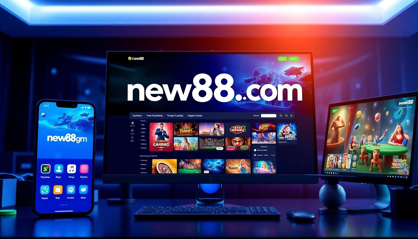 Online gambling interface showcasing new88go.com with casino games and sports betting.